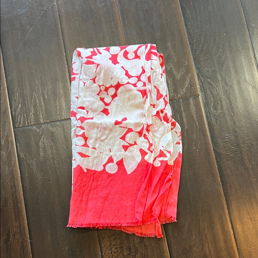 J. Crew Red and White Cotton Scarf
